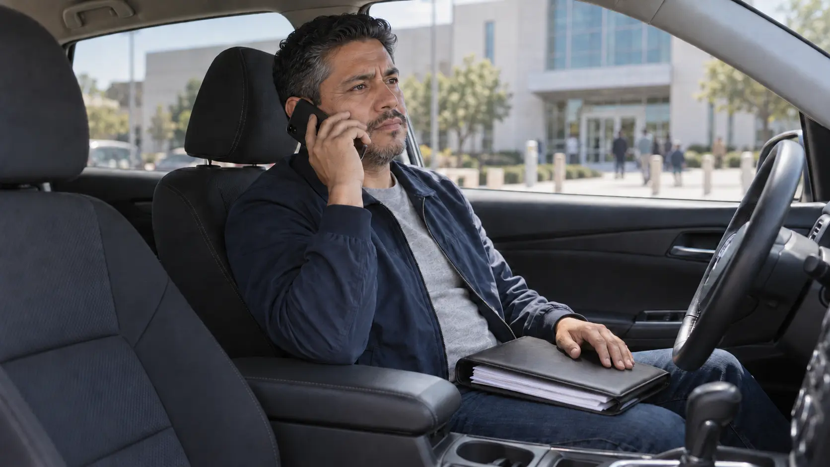 Man calling an immigration law firm before reporting to immigration authorities.